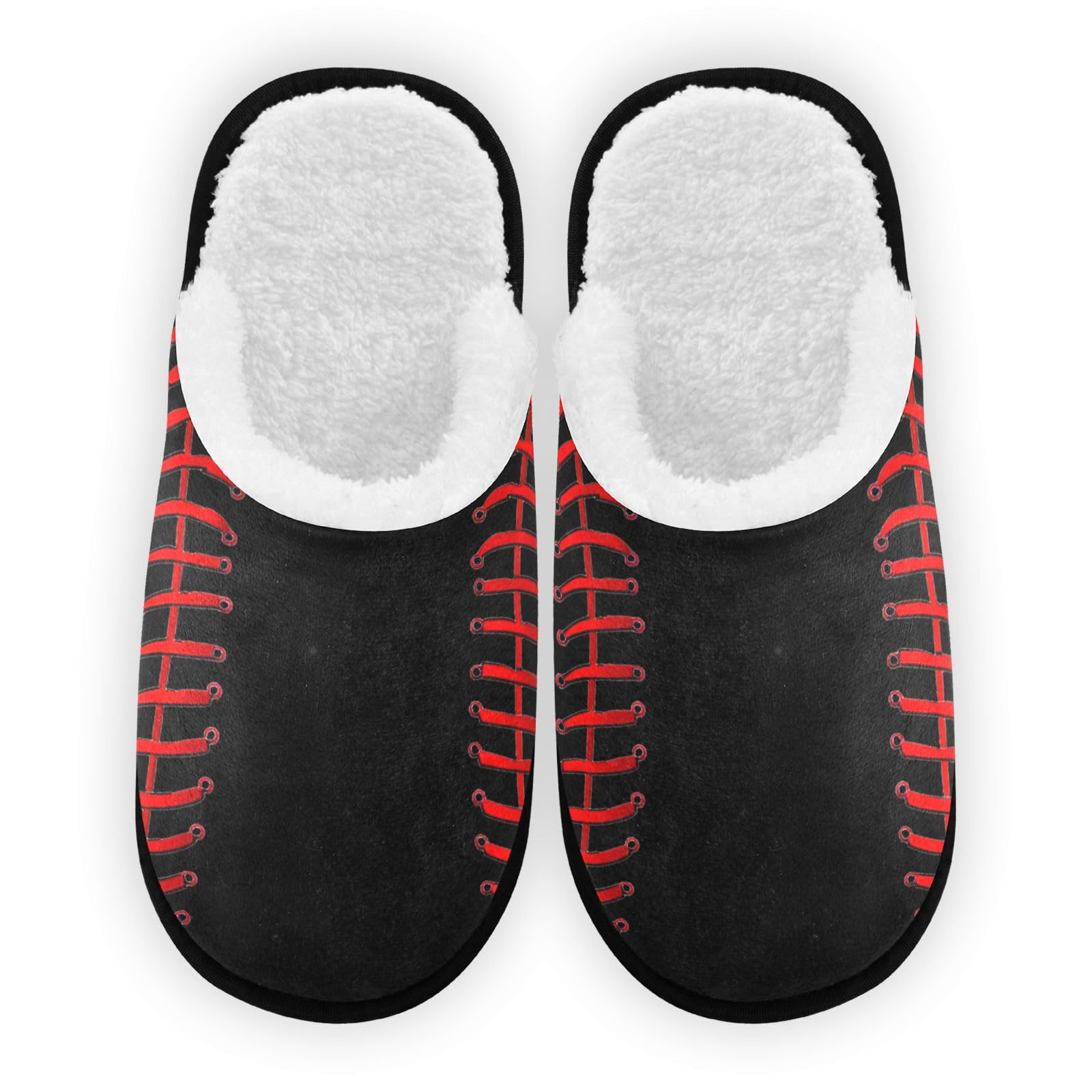 SPRIPORT Baseball Soft Fabric Spa Slippers for Women Men Washable Reusable Guest House Slippers with Non Slip Soles Hotel Slippers for Hotel Travel Indoor Bedroom L
