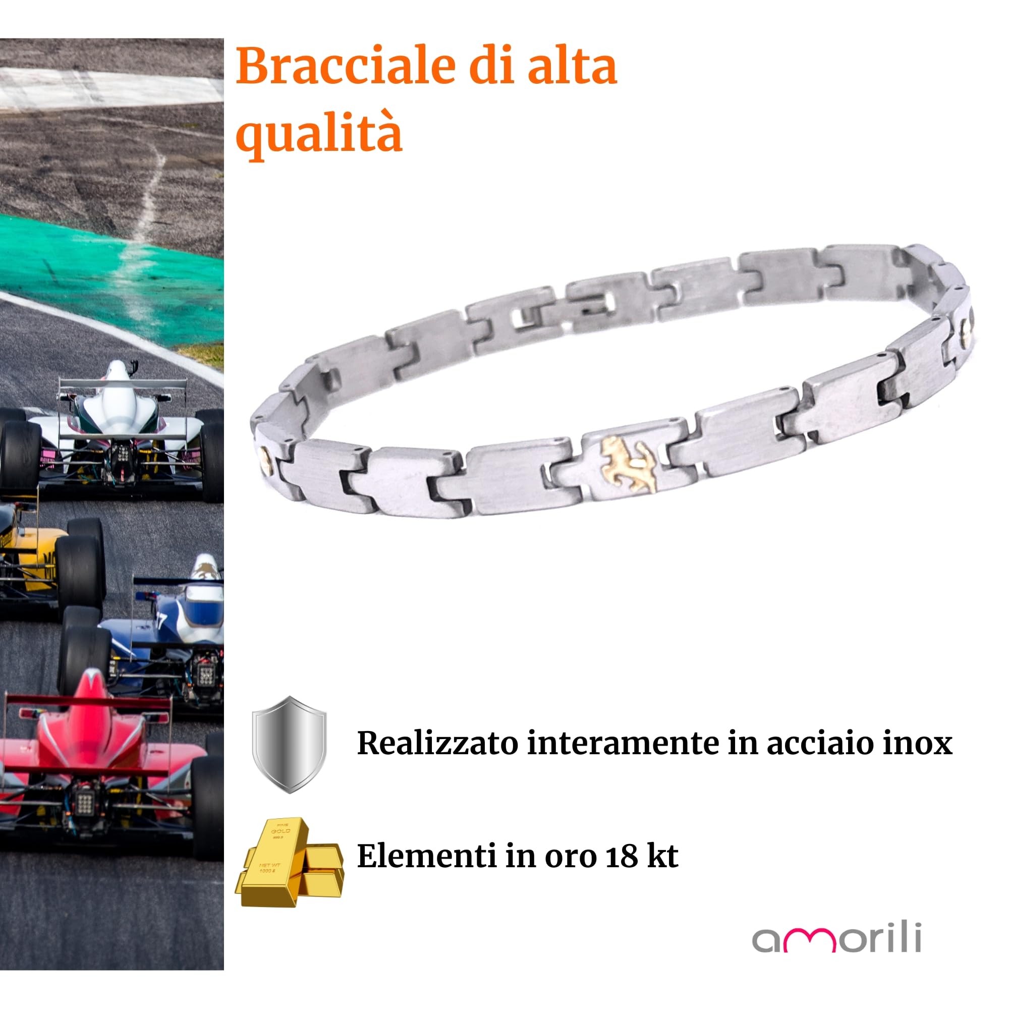 Bracciale con cavallino rampante uomo cavalluccio bcc3102