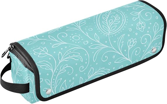 2-in-1 Curling Iron Travel Case and Heat Resistant Mat with Zipper Removable Hair Styling Accessories Organizer for Straigheners, Curling Iron, Hair Dryer, Paisley Teal