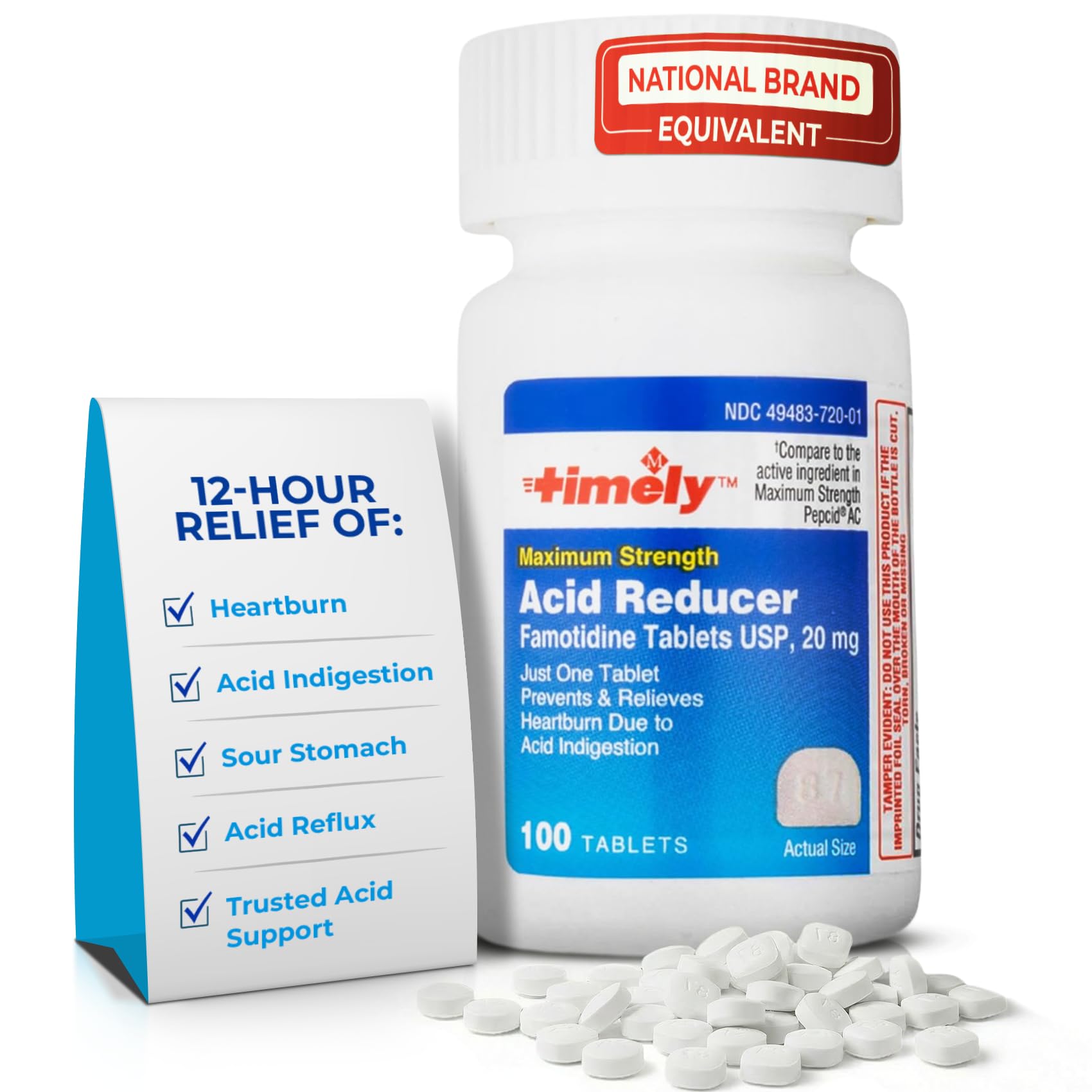 Sponsored Ad - TIME-Cap Labs Acid Reducer & Heartburn Relief - Famotidine 20mg - for Adults & Children 12+ - Helps with Acid Indigestion & Sour Stomach - Antacid Medicine Tablets (100 Count)