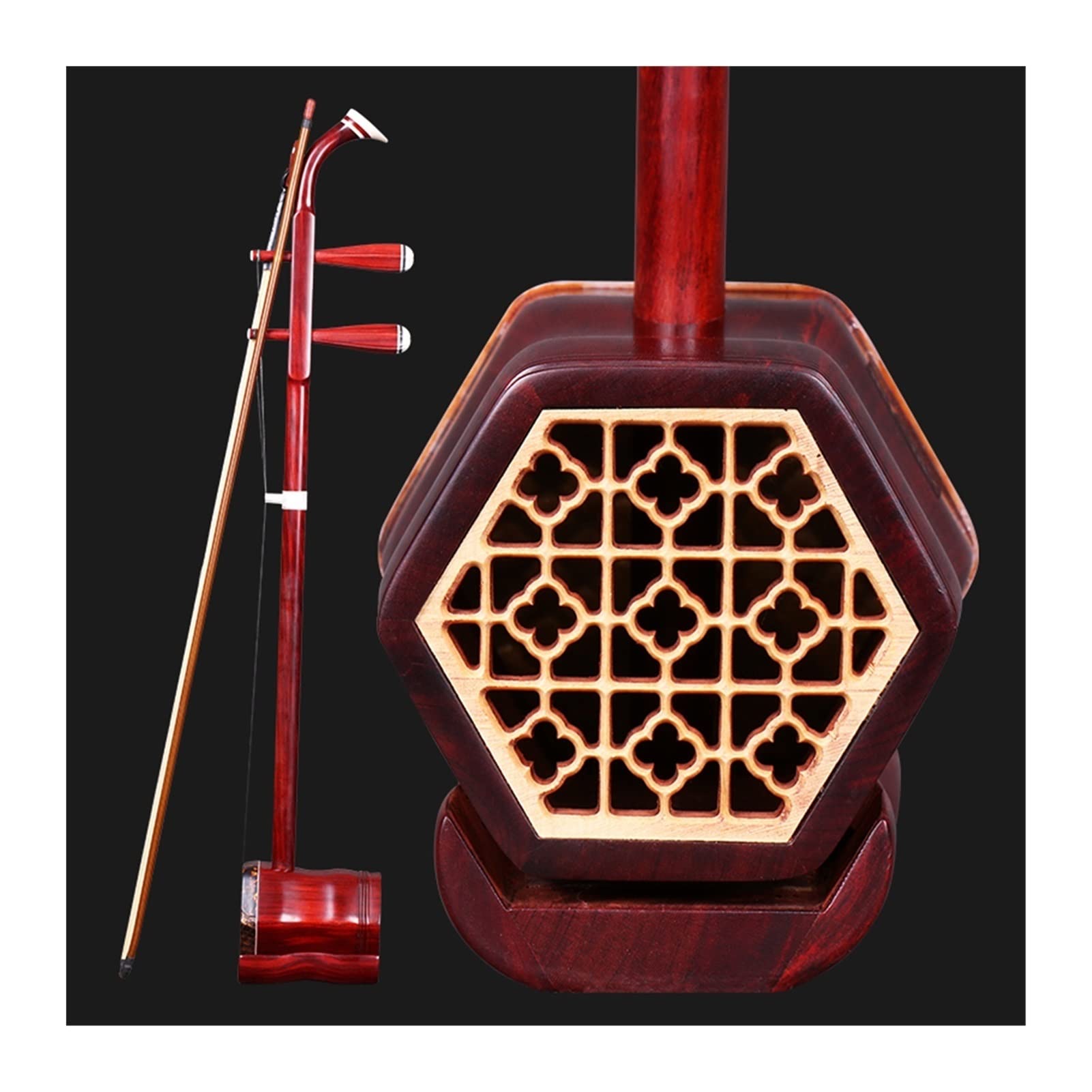 TSTS Rosewood Erhu Ture Golden Flower Python Skin Erhu Chinese Instrument Erhu Instrument (Color : Blank Pole Erhu) - Image 4