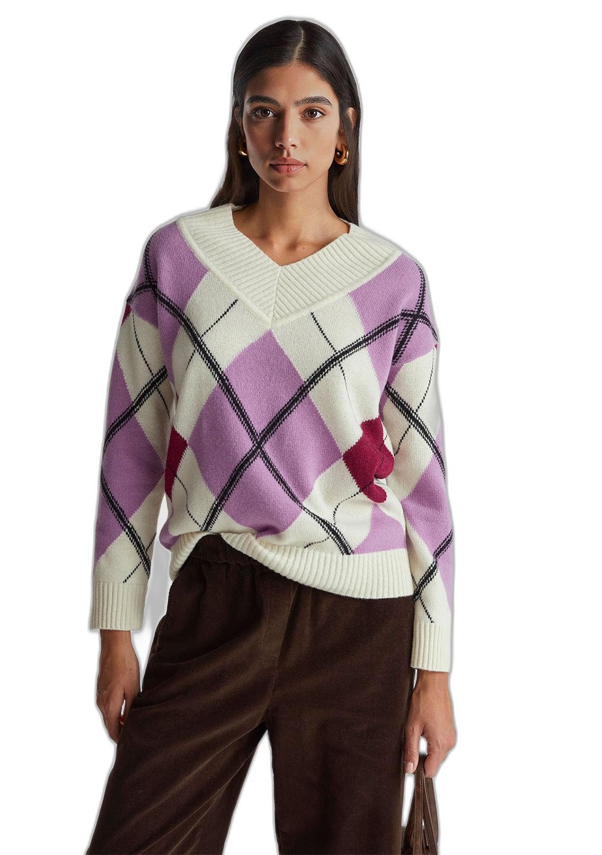 United Colors of Benetton Sweter Kobiety Maglia Scollo V M/L 1444e204e
