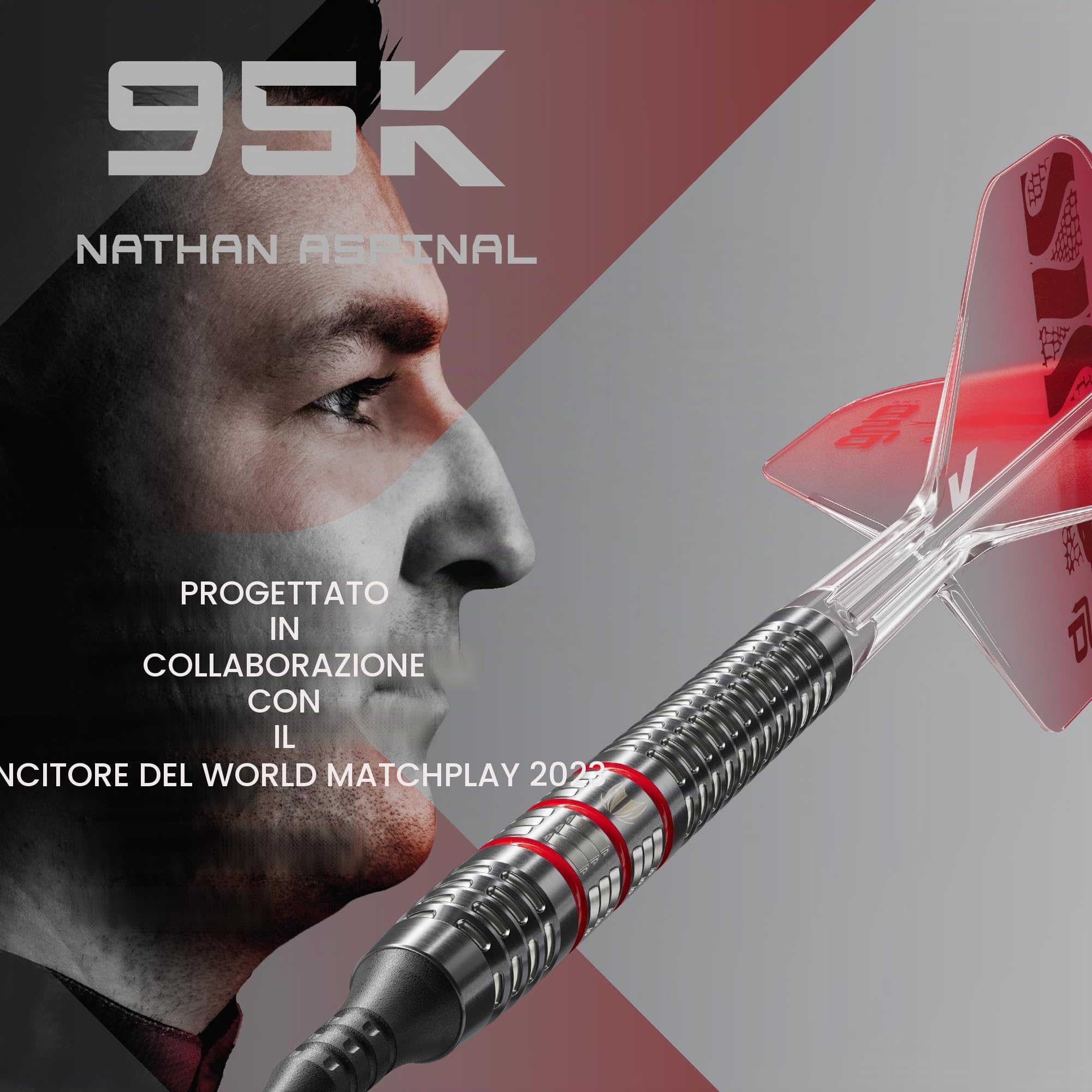 Target Darts Nathan Aspinall Punta Morbida 95K Freccette Set, 18G | 95% Tungsteno Freccettes, K-Flex N. 2 Aliette e Aste, Nero Pixel Tips & Svizzero Titanio Conversione Acciaio Punti | Player Edition