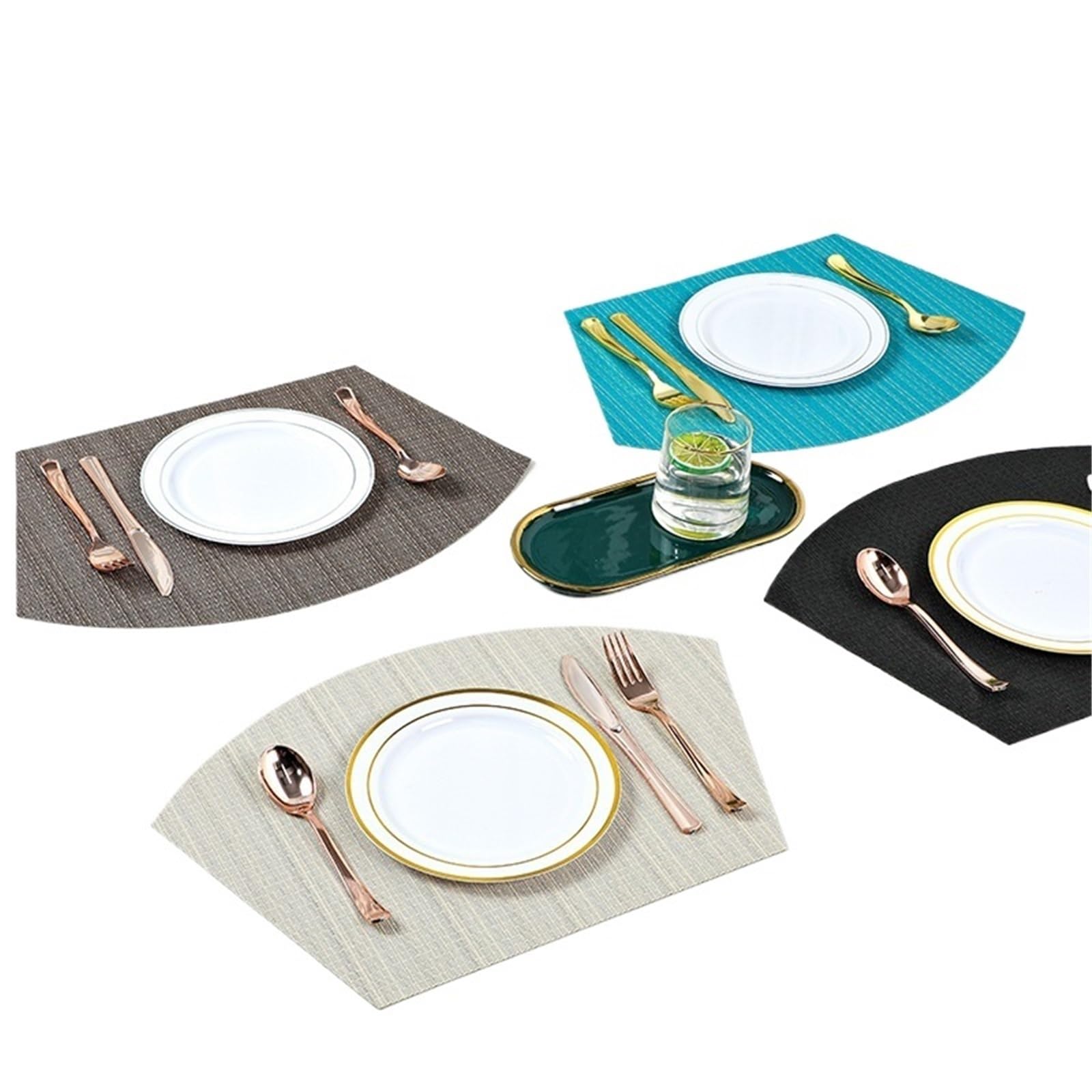 Platzsets Runde Ovale Tischsets Geformt Esstisch Matten rutschfeste wasserdichte Indoor Outdoor Küche Waschbar(Green,6 pcs 45x30cm)