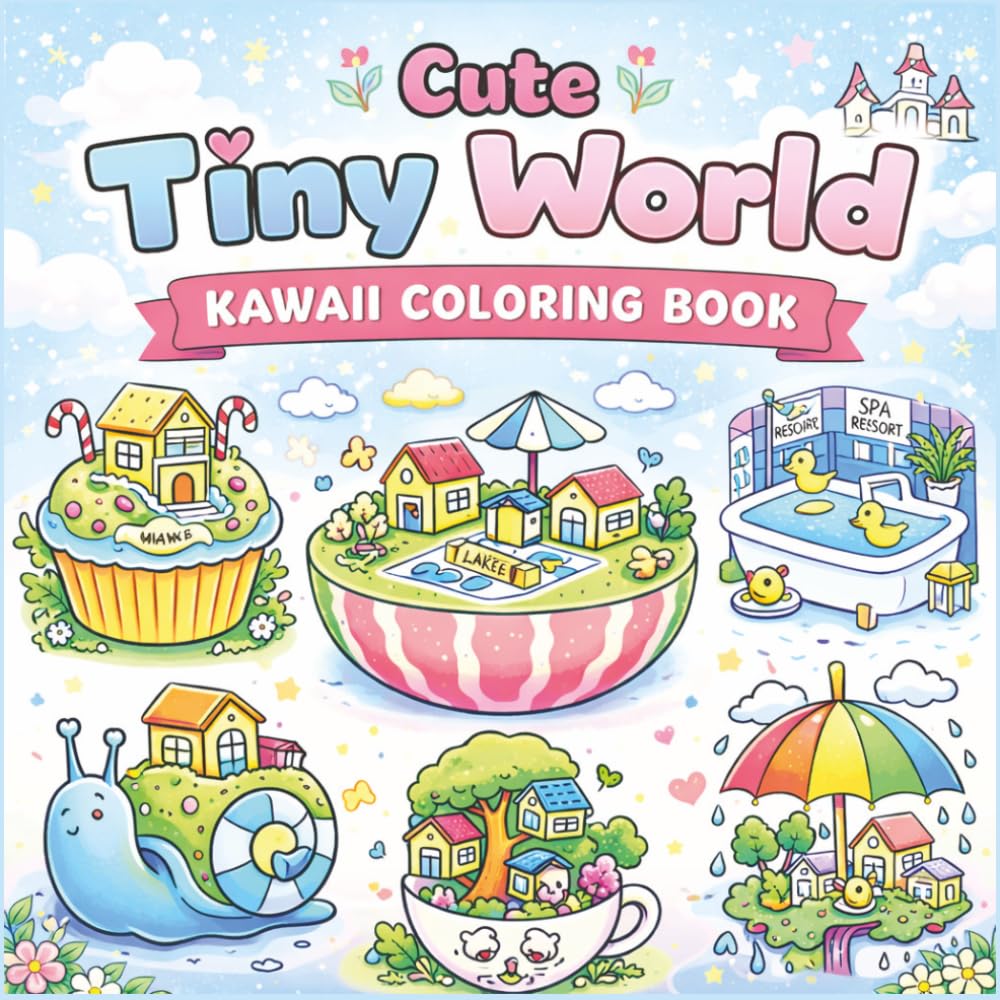 Tiny Worlds Cute & Comfy Coloring Book: adult/teen coloring book Featuring Adorable worlds (Tiny Worlds Coloring Book)