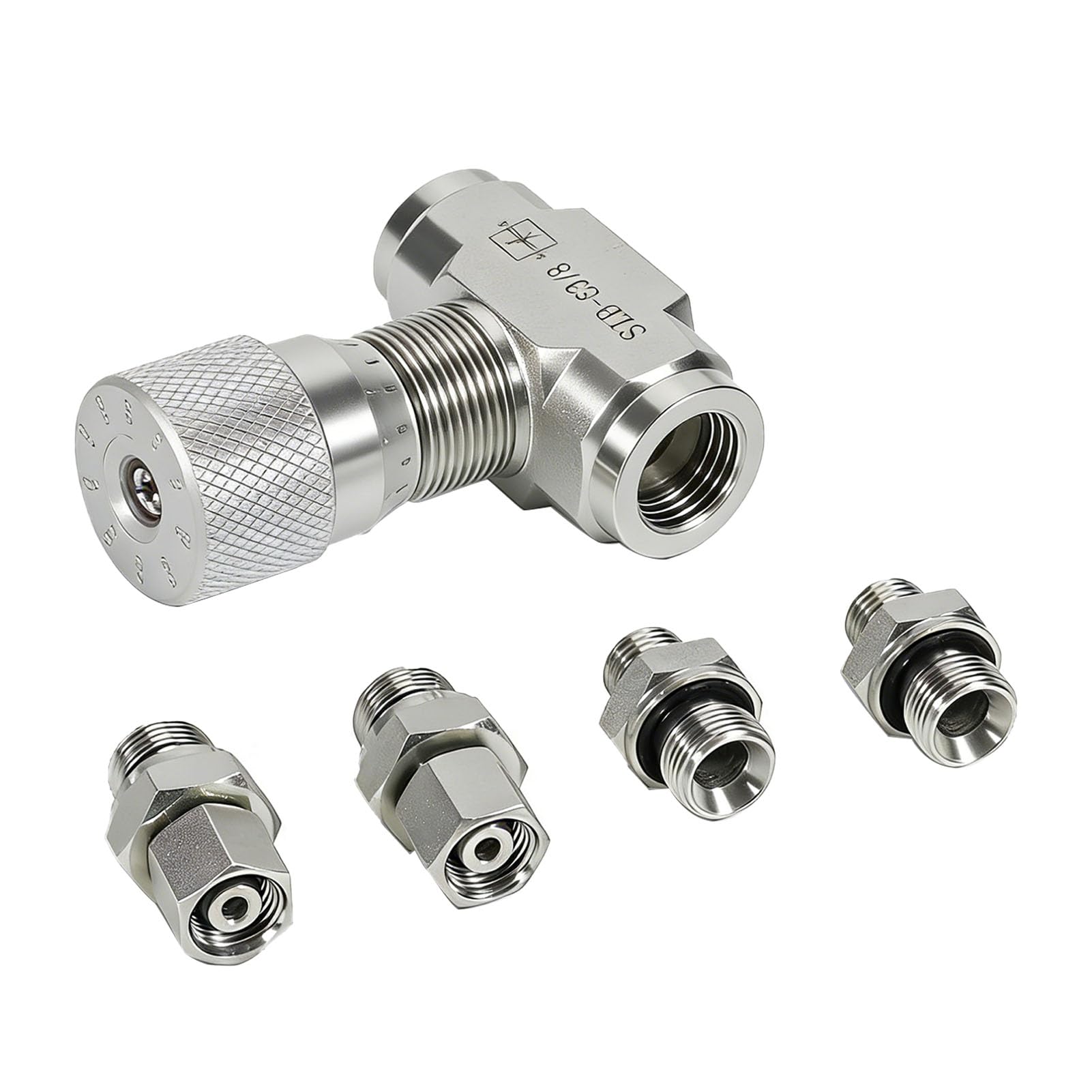 Naroote Vanne de Contrôle de Débit Hydraulique STB G3/8 L08, Adaptée pour Mini-pelle Série STB 0,8 ​​à 2 Tonnes avec Connexion M14, Contrôle de Vitesse de Cylindre Bidirectionnel