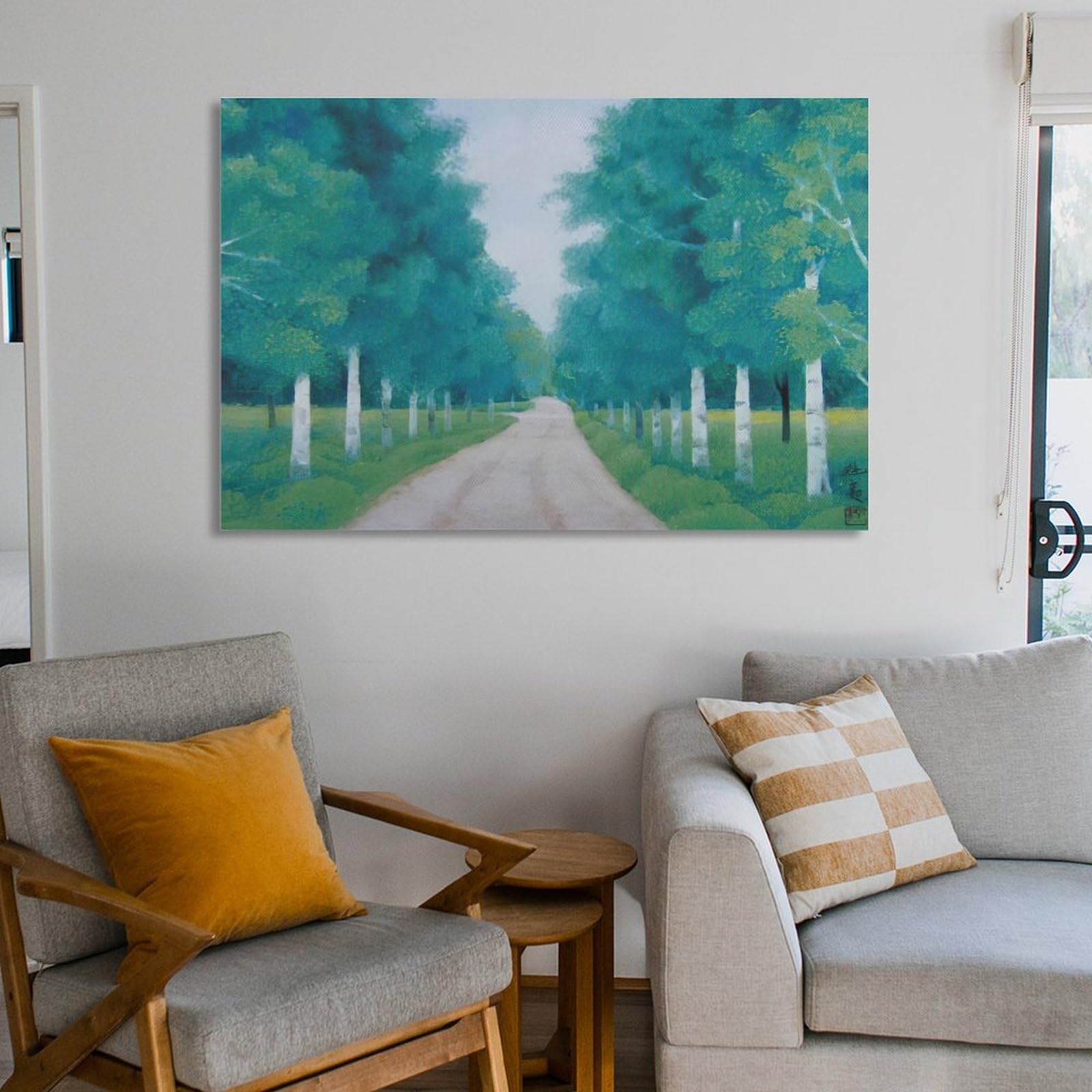 東山魁夷 　夏に入る　額付　風景画　竹林　額装　ポスター　プリント　絵画　絵　画 Amazon.co.jp: 画家 東山魁夷 風景画 夏に入る路 ポスター キャンバス