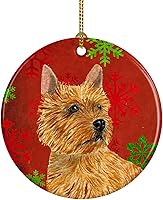 Vista 36 de Caroline's Treasures Dachshund copos de nieve rojos y verdes, adorno de cerámica de Navidad para colgar en el árbol de Navidad, decoración