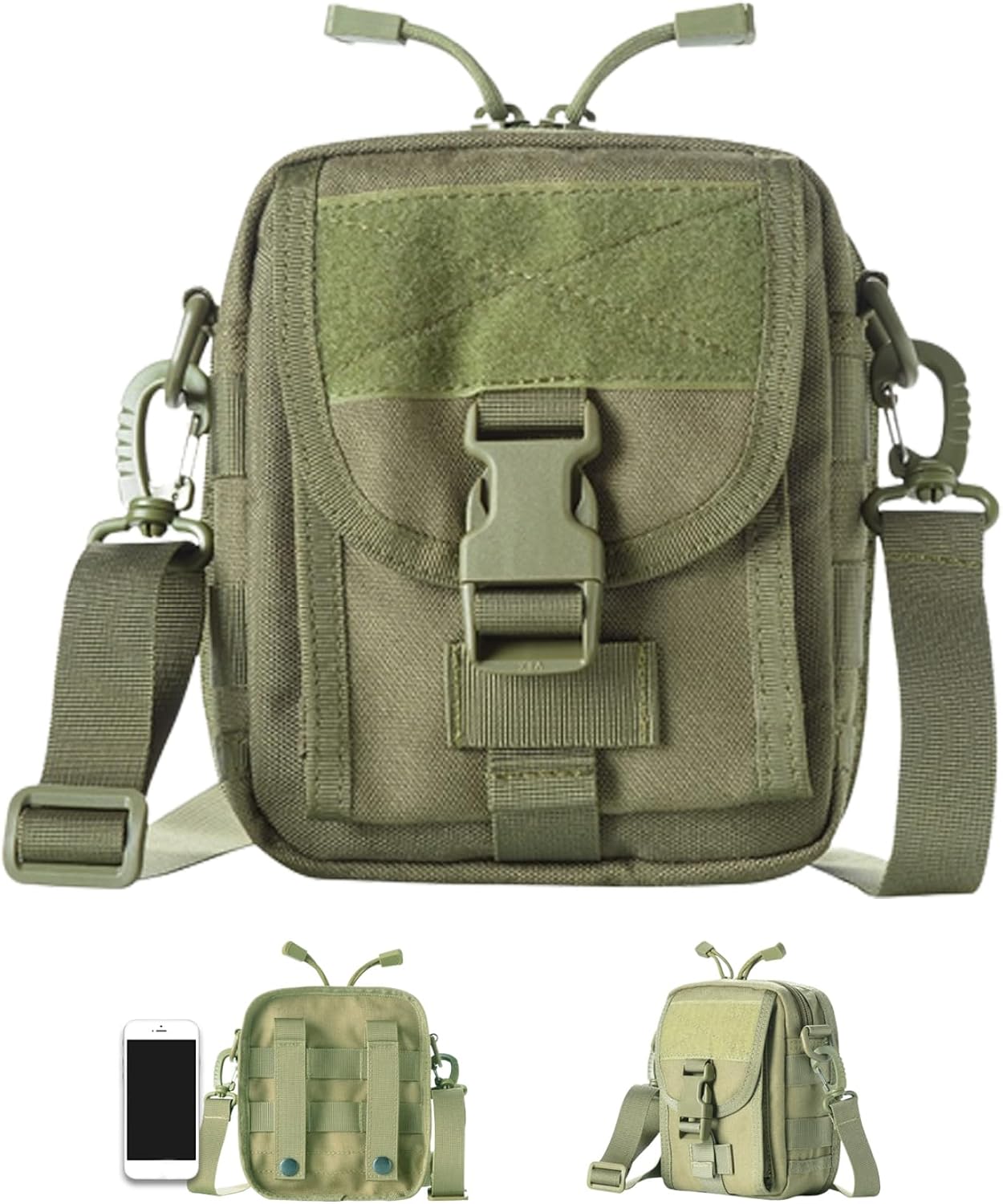EDC Pouch Tactical Waist Bag for Men Small Phone Bag Utility Pouch with Map Sleeve Modular Tool Pouch Multi-Purpose for Gadget, Utility, Cell Phone Green.