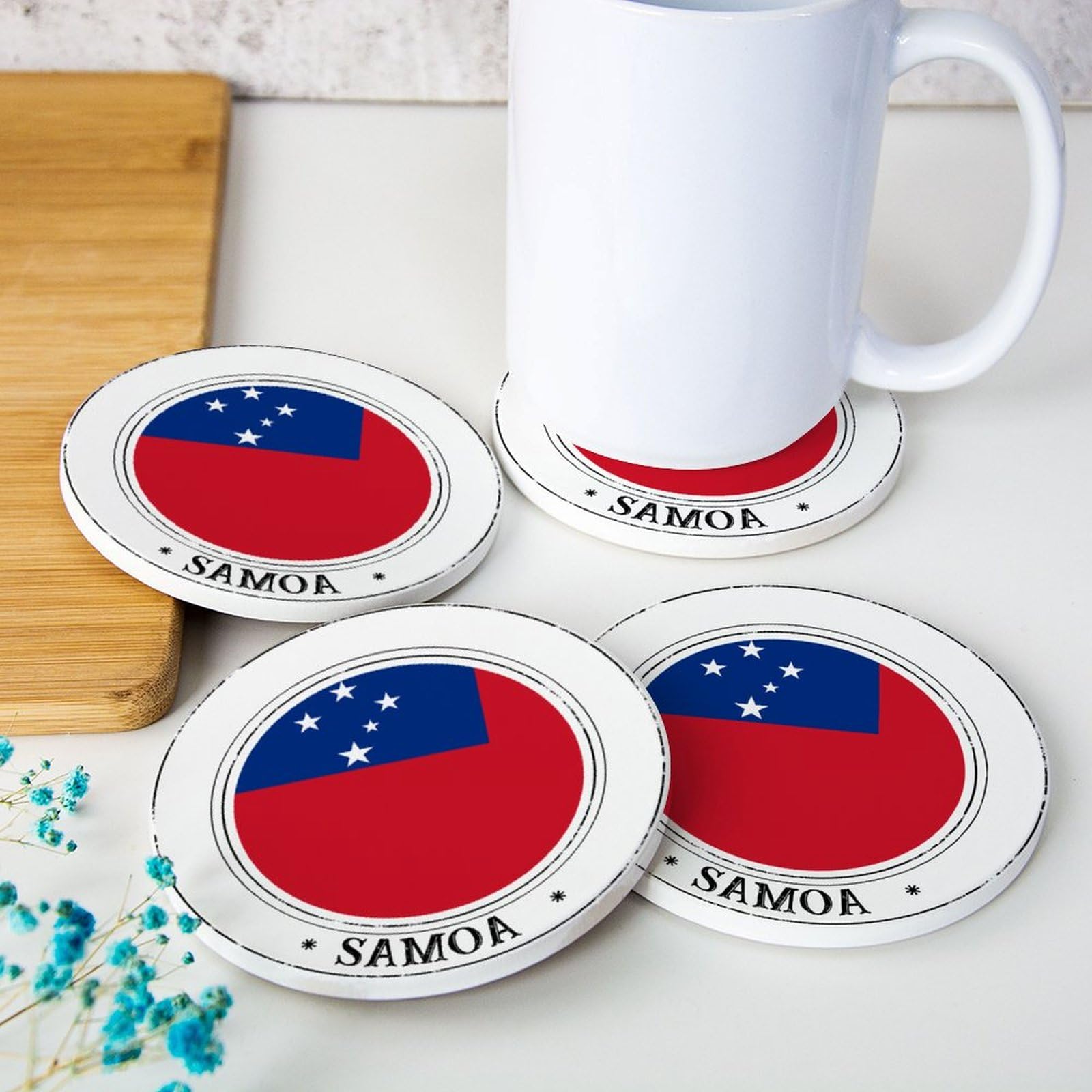 Getränkehalter-Untersetzer Mit Mexiko-Flagge – 2 Stück Saugfähige Keramik, 6,5cm, Für Auto-Cup-Halter