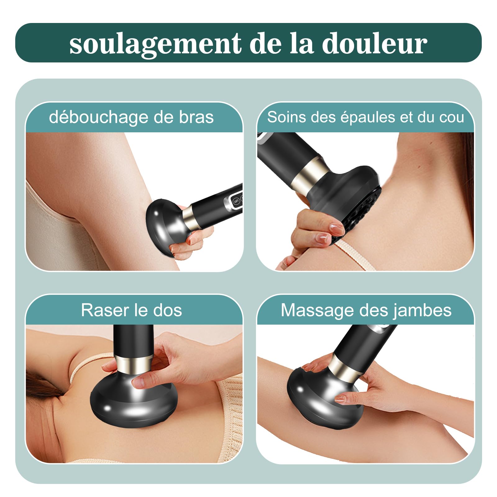 Masseur Anti Cellulite 12 Niveaux Appareil de Gua Sha à Usage Domestique Anti Cellulite Puissant Appareil Masseur Ventouse Electrique Anti Cellulité Sculpture (Gris)