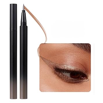 SAUBZEAN Liquid Eyeliner Makeup, Long Lasting Waterproof, Brown | Quick-Dry Smudge-Proof Shimmer Eye liner with Precision Brush for Winged Make up, Vivid Metallic Color Transfer-Resistant