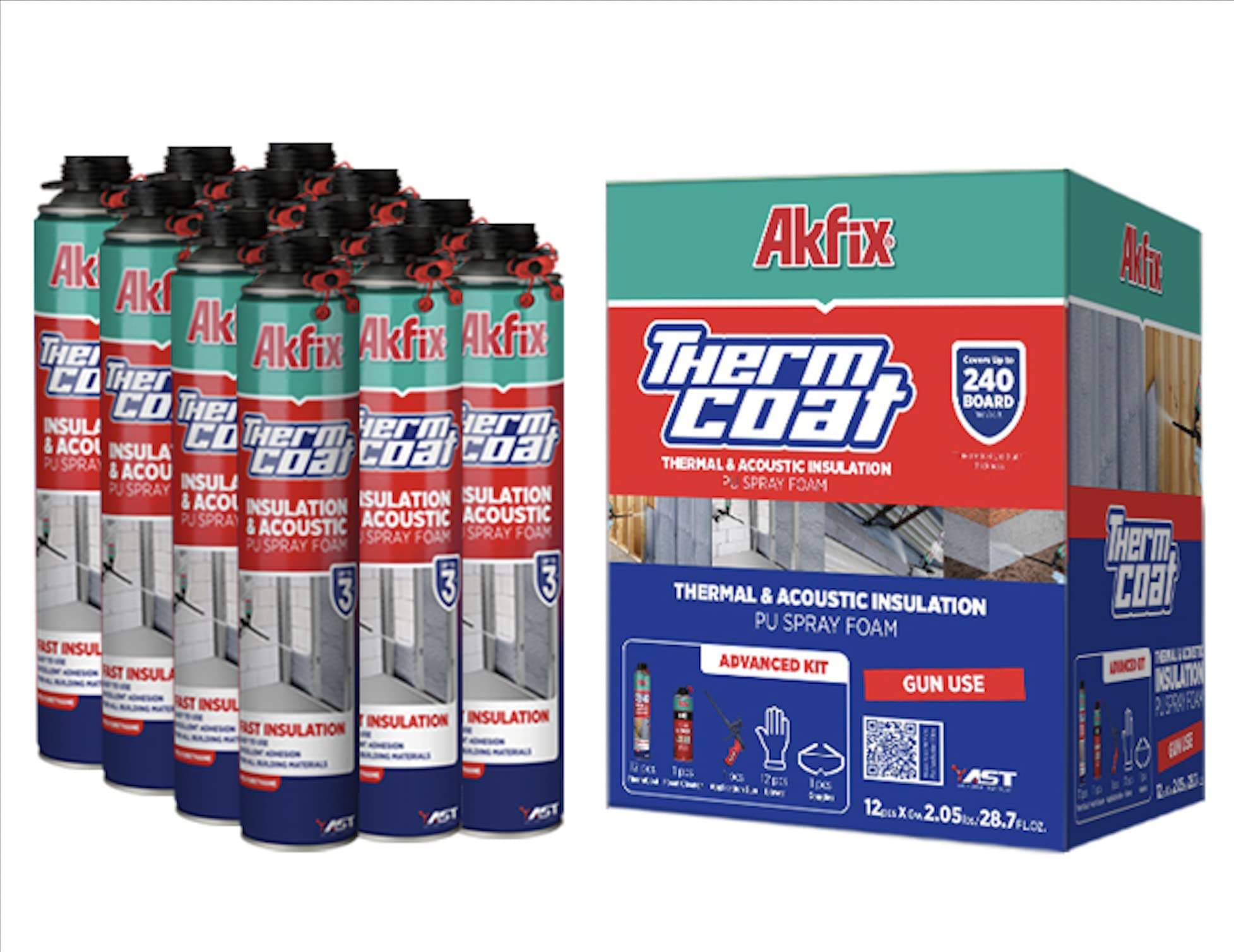 Akfix Thermcoat Spray Foam Insulation Kit- Insulation Foam Spray, Polyurethane Spray Foam, Heat Insu