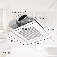 Vista 2 de Panasonic WhisperValue Ventilador Extractor de Baño de Doble Velocidad para Montaje en Techo/Pared, 30 a 100 CFM, FV-0810VSS1