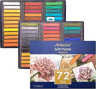 Artecho 72pcs Soft Pastels, 70 Colors Including 4 Fluorescent Colors, Extra Free Black & White, Square Chalk for Drawing, Blending, Layering, Shading, Pastels Art Supplies