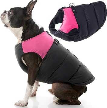 Gooby Padded Vest Dog Jacket - Pink, X-Small - Warm Zip Up Vest Fleece Jacket with Dual D Ring Leash Water Resistant for Small to Medium Dogs