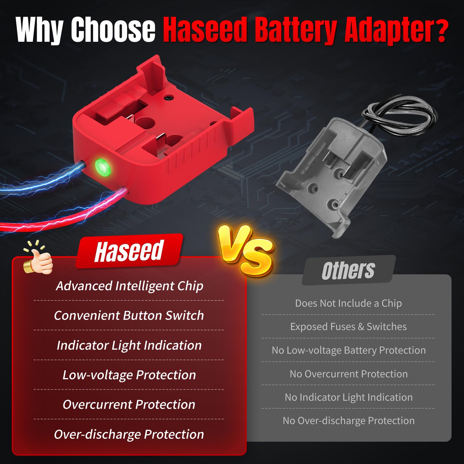 Paquete de 2 adaptadores de rueda de alimentación compatibles con Milwaukee 18 V adaptador de batería con corte de bajo voltaje para juguetes de coche RC DIY