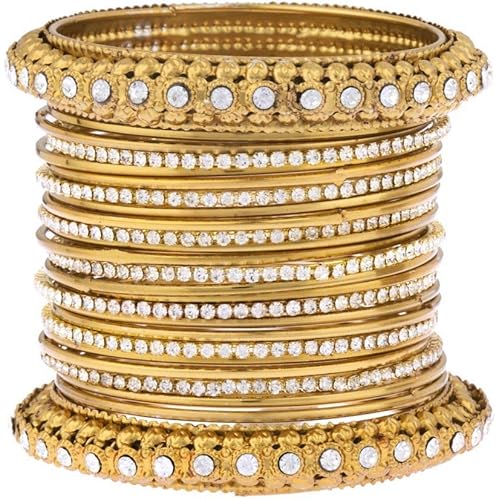 Efulgenz Boho Vintage Antique Gypsy Tribal Indian Oxidized Crystal Bracelets Bangle Set Jewelry