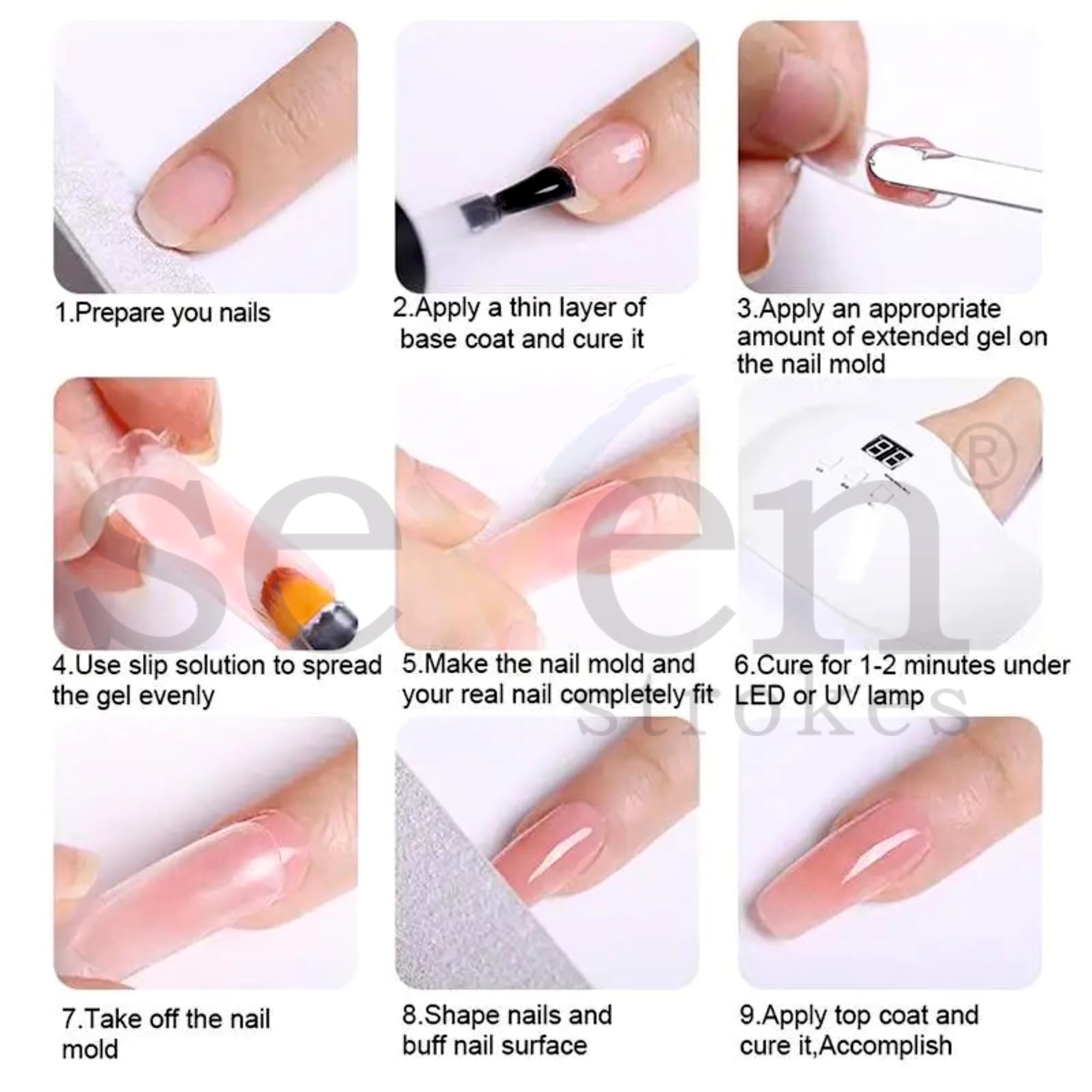 SEVEN STROKES TOXIC FREE I NAIL ART KIT I POLYGEL NAIL KIT I POLYGEL NAIL EXTENTION KIT for Builder Gel UV Nail Art Kit Nail Extension Set ((Nude)) - Image 3 thumbnail