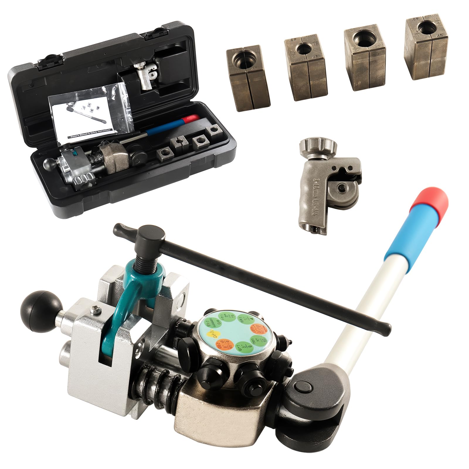 Strumento di Svasatura Tubi dei Freno Kit, Professionale Utensile per Svasare Tubi Freno, Svasature Singole, Doppie e a Bolle da 45°, Tubo del Freno per 3/16", 1/4", 5/16", 3/8" e 4,75 mm