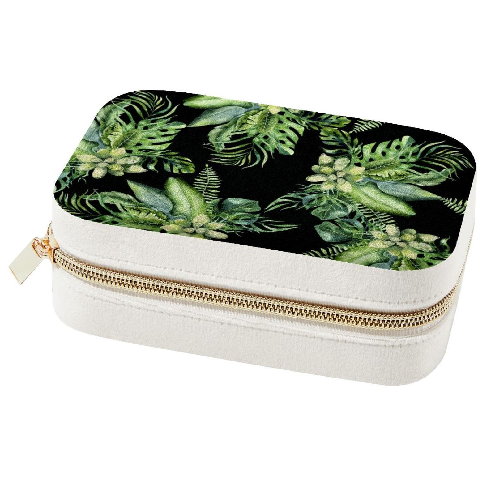 Boîte à bijoux portable tropicale pour ranger vos bagues en voyage et weekend