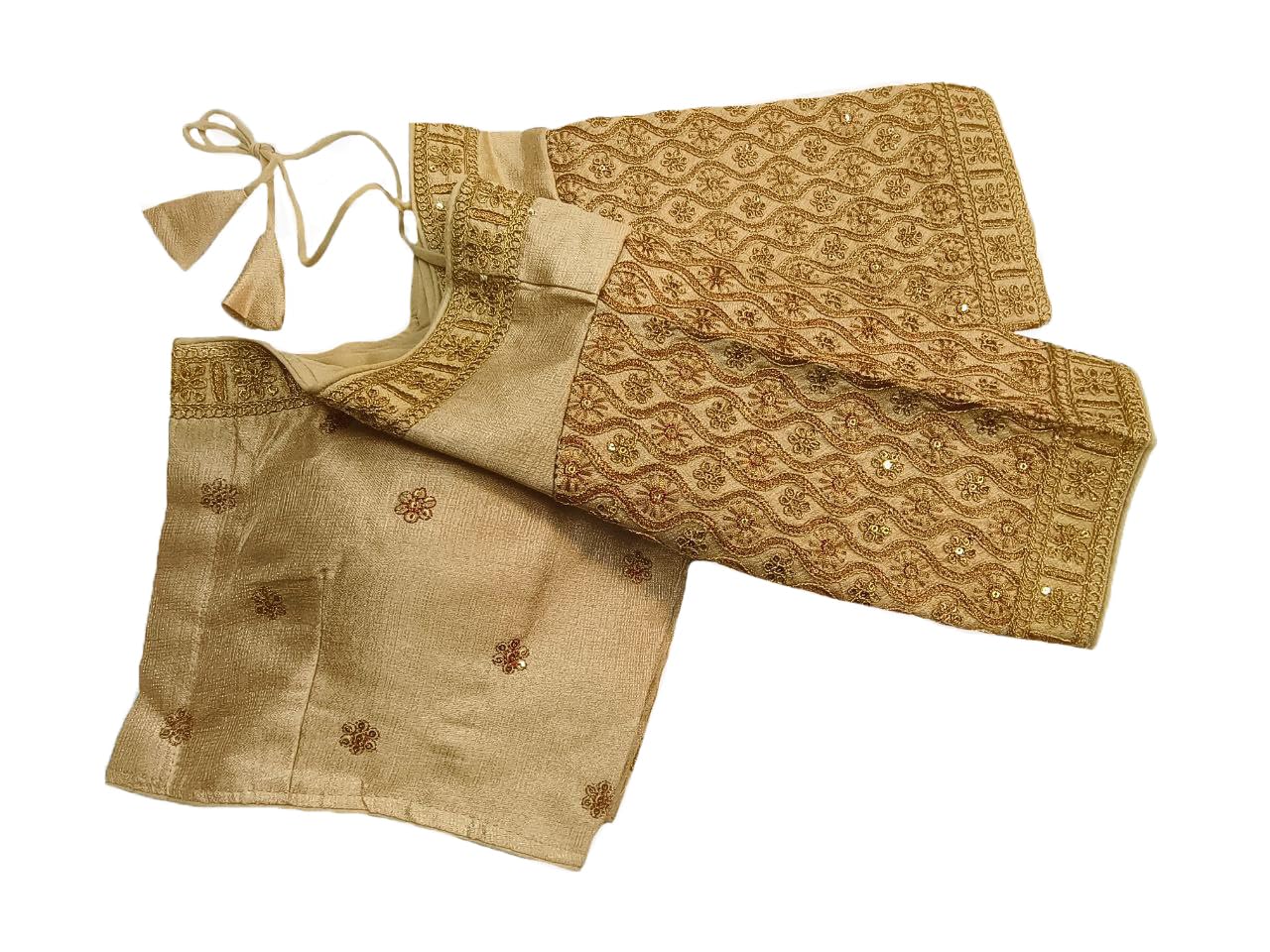 Vihu Fashion Women's Readymade Embroidery Multi Coding Gold Thread Indian Ethnic Designer Stitched Half Sleeve Women's Readymade Gold Color Saree Blouse For Lehenga Choli