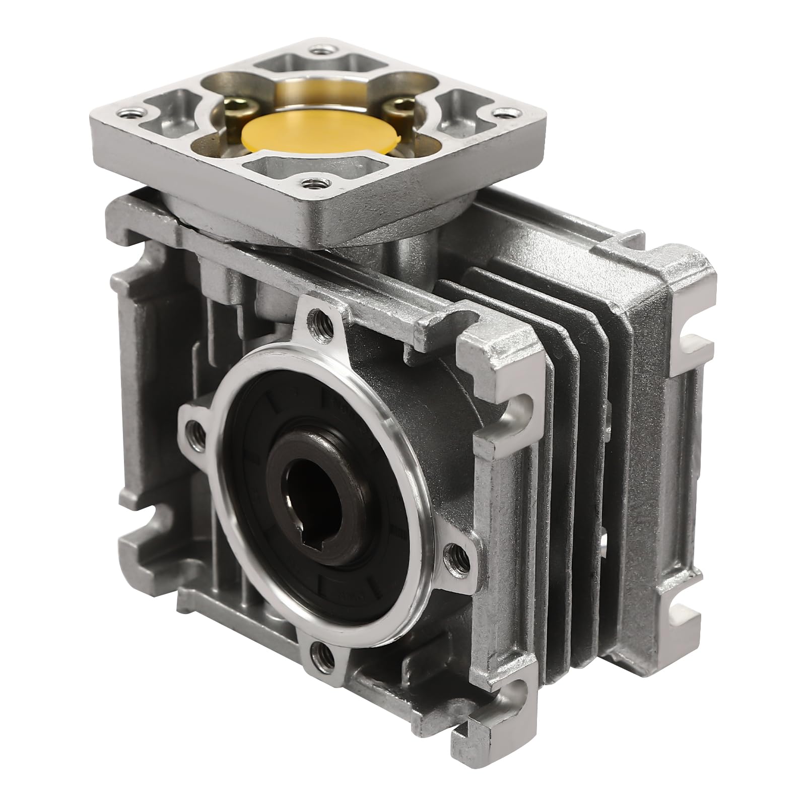 Reductor de engranaje helicoidal con brida cuadrada, relación 15:1, 0-1500 rpm, carcasa de aluminio
