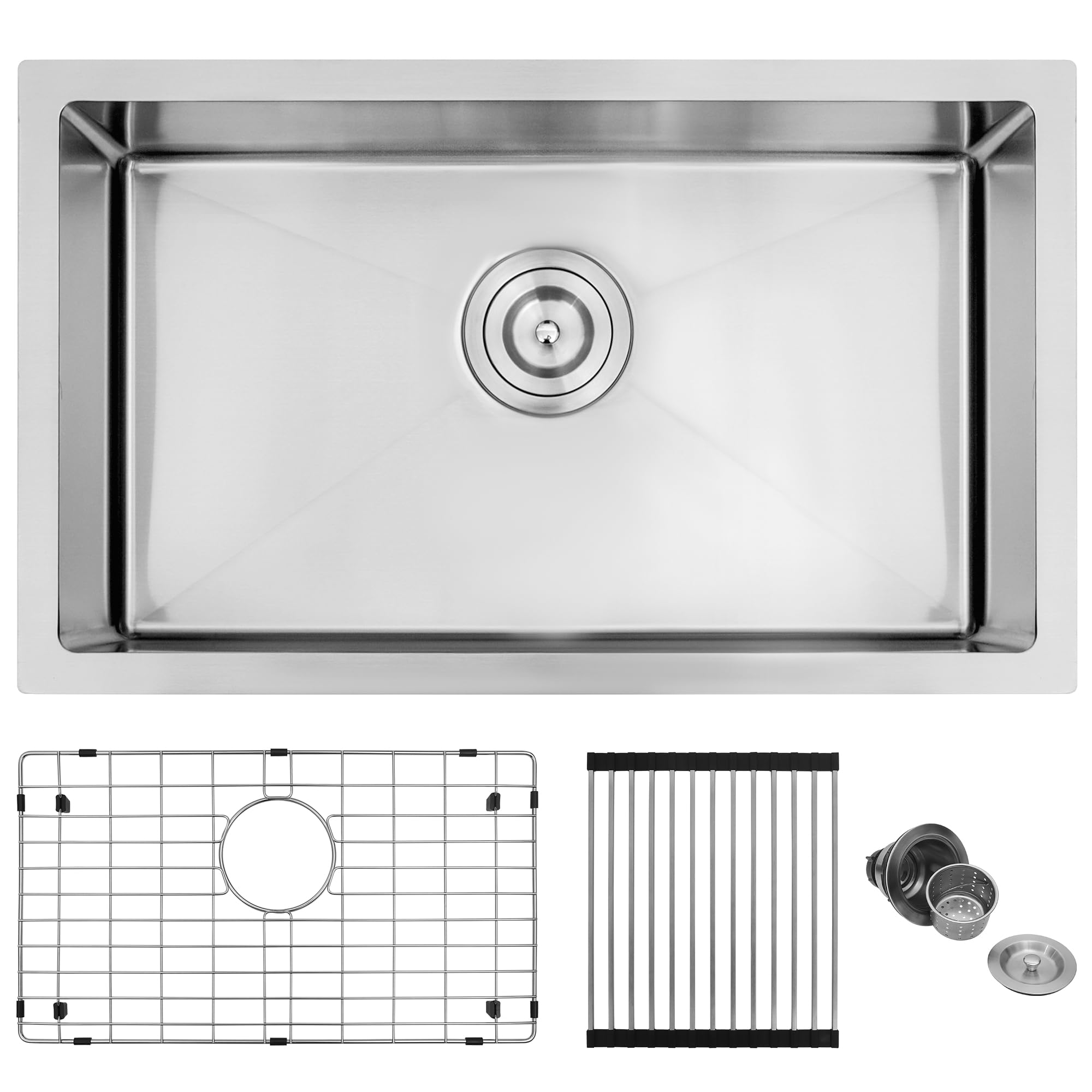 Stainless Steel Kitchen Sinks for RV,25 X 15 inch Undermount Single Bowl Kitchen Sink,RV Sink Camper Sink 7" Depth