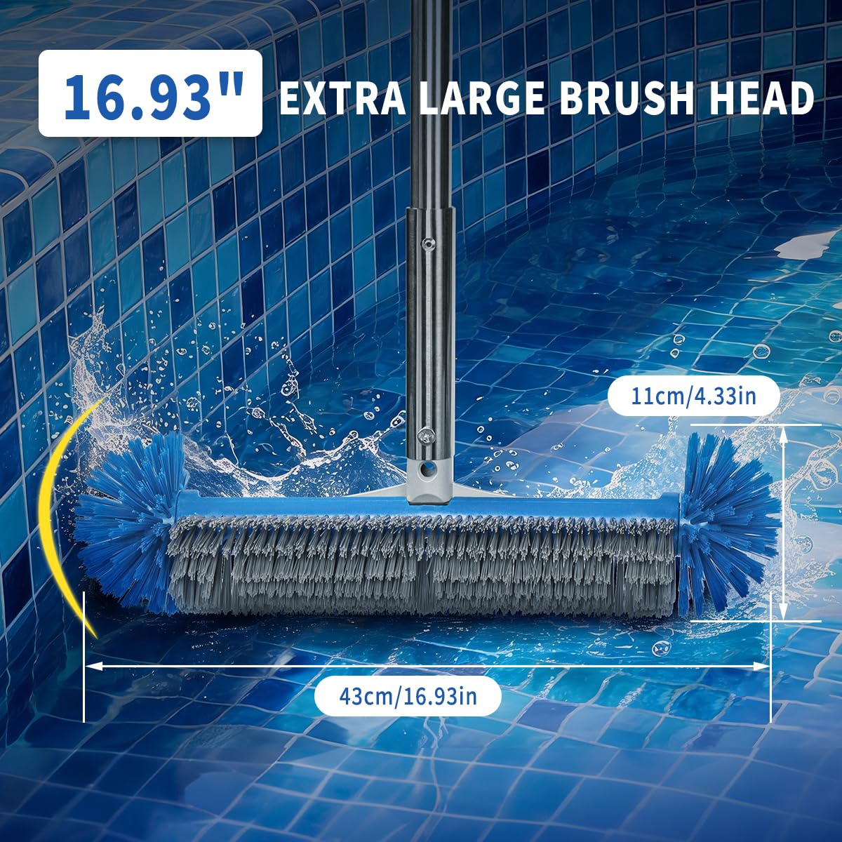 Kit per la pulizia della piscina, testa della spazzola da 42,9 cm e asta telescopica in alluminio da 224,8 cm con rete a rete fine, per piscine fuori terra e vasche idromassaggio