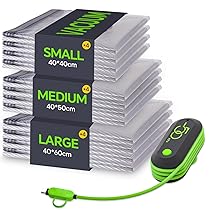 Vacbird Sacchetti Sottovuoto Vestiti Viaggio con Pompa USB, Set di 12 Buste Sottovuoto Vestiti Riutilizzabili, Durata Sacchetti Sottovuoto da Viaggio – Essenziali per Viaggio Salvaspazio