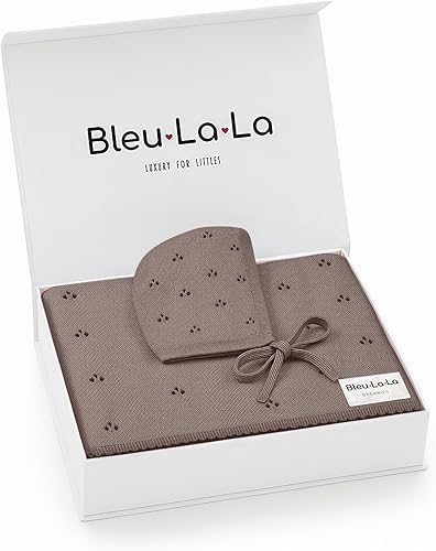 Miniatura 10 de Bleu La La Manta orgánica Pointelle para niños, 100% algodón orgánico de lujo, tejido cálido y acogedor, manta para cuna, para recién nacidos, bebés