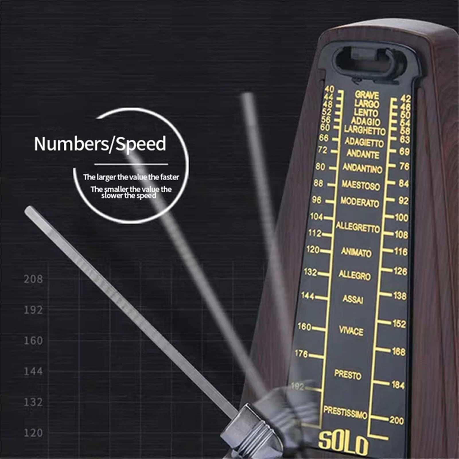 Mechanische Metronome for Klavier, Gitarre, Violine, Bass, Trommel und andere Musikinstrumente, lauter Ton,(Brown)