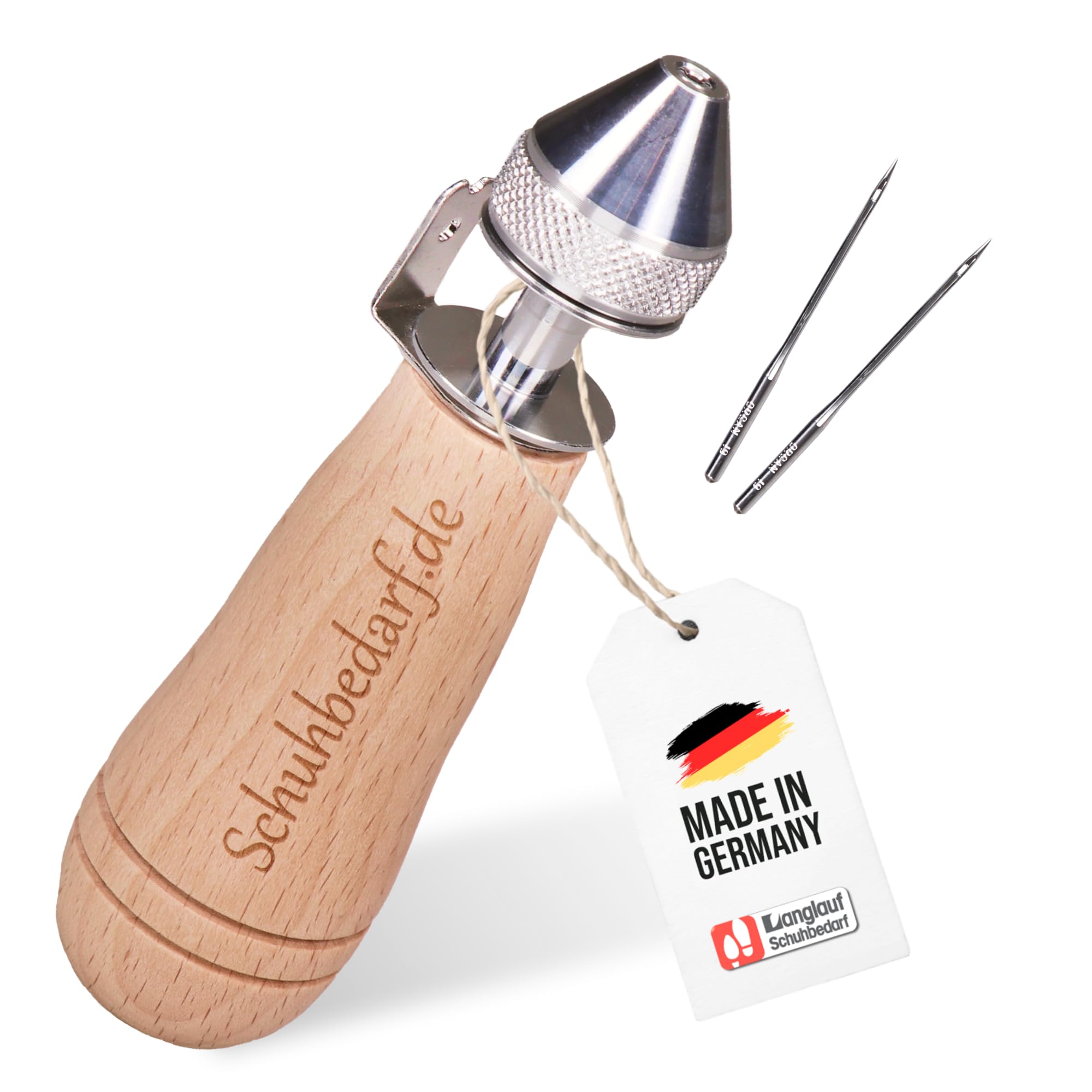 Macchina da Cucire a Mano con Bobina di Filo – Macchina da Cucire a Mano per Tessuti Spessi, teloni, Trapunta Convertibile e Tela – incl. ago in Pelle – Made in Germany