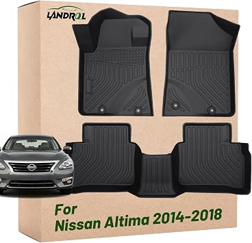 Car Floor Mats Replacement for Nissan Altima 2014-2018 Durable Odorless Front Rear Heavy Duty TPE Carpet All Weather Liners Full Set Non-Slip Waterproof Accessories for Dad