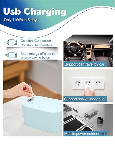 Miniatura 7 de Calentador de toallitas húmedas para bebés, portátil alimentado por USB, con control de temperatura, calentador de toallas de papel para el hogar,