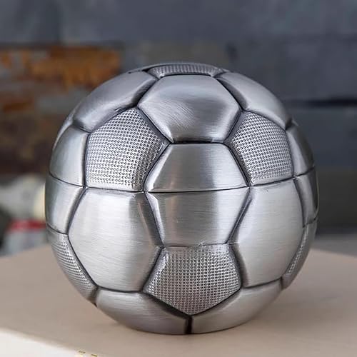 Miniatura 6 de DESIAR Alcancía de fútbol, juguete de metal irrompible, decoración del hogar, regalo de fútbol de cumpleaños, alcancía para niños