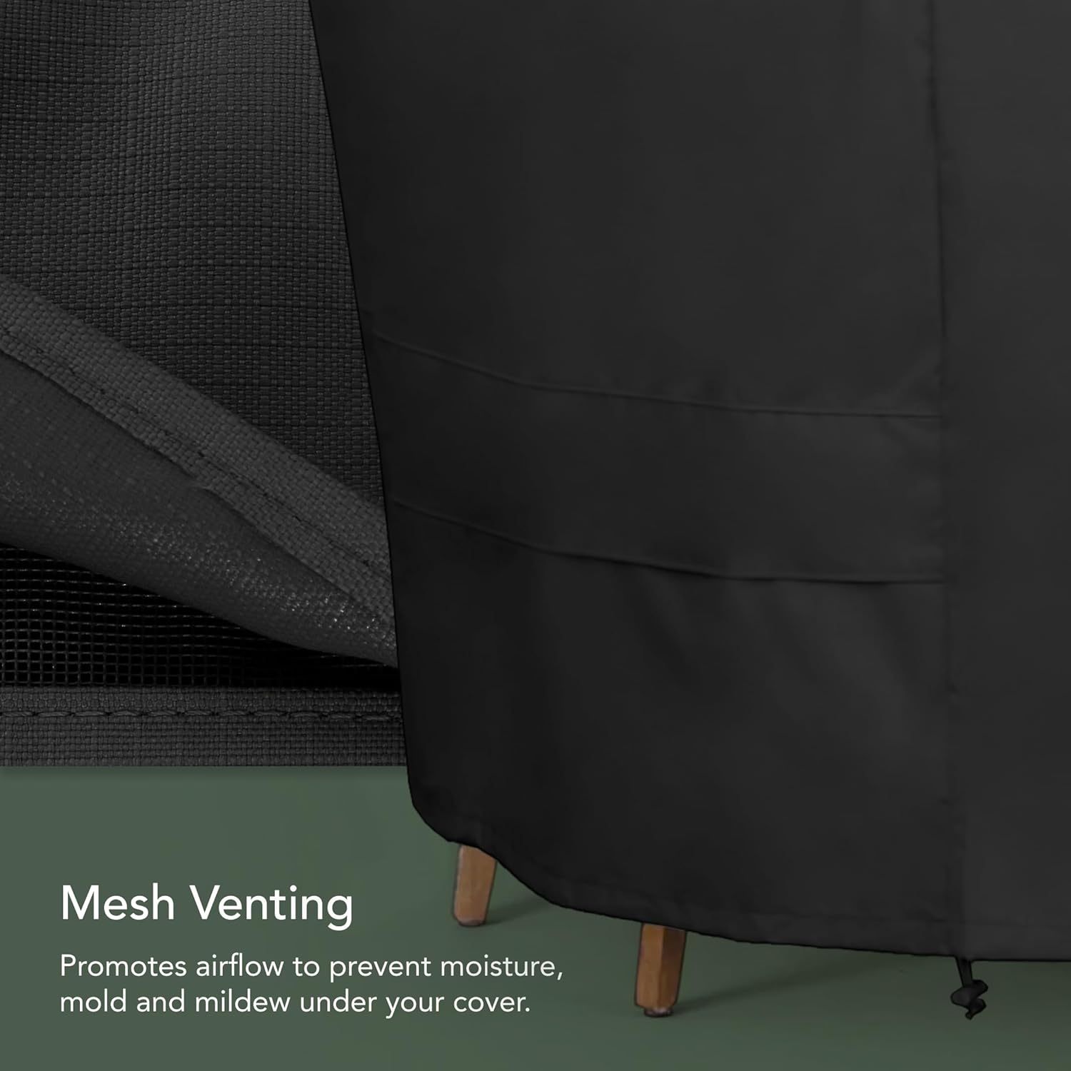 Covermates Ultima Square Ottoman Cover – Heavy-Duty 600D Polyester, Weather-Resistant, Drawcord Hem & Buckle Straps, Outdoor Patio Seating & Accent Table Protection, 18W x 18D x 18H, Ripstop Black