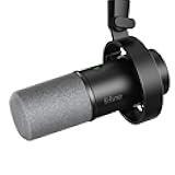 Dynamic Microphone, XLR/USB Podcast Recording PC Microphone for Vocal Voice-Over Streaming, Studio Metal Mic with Mute, Headphone Jack, Monitoring Volume Control, Windscreen-Amplitank K688