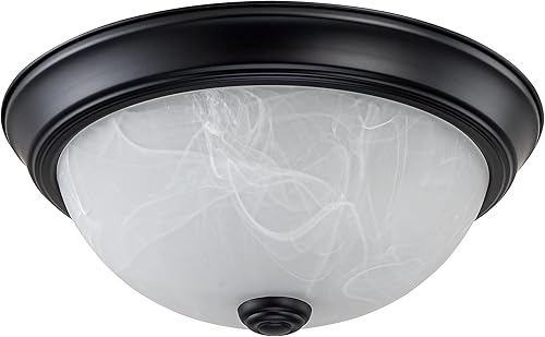 Miniatura 2 de Aspen Creative 63013-3A, montaje empotrado de 2 luces, acabado negro mate con vidrio esmerilado, 11 pulgadas de diámetro, enchufe E26, 60 vatios,