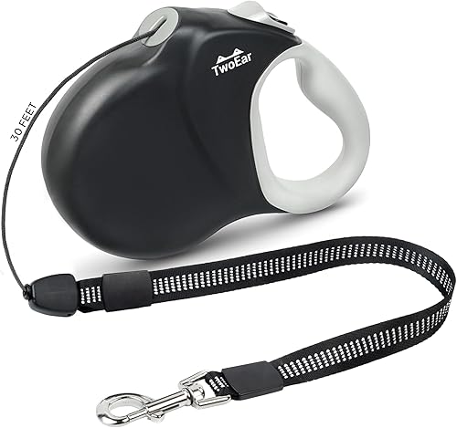 Twoear Correa retráctil de 30 pies para perros medianos y grandes de hasta 110 libras - Correa larga resistente sin enredos con freno de una mano,