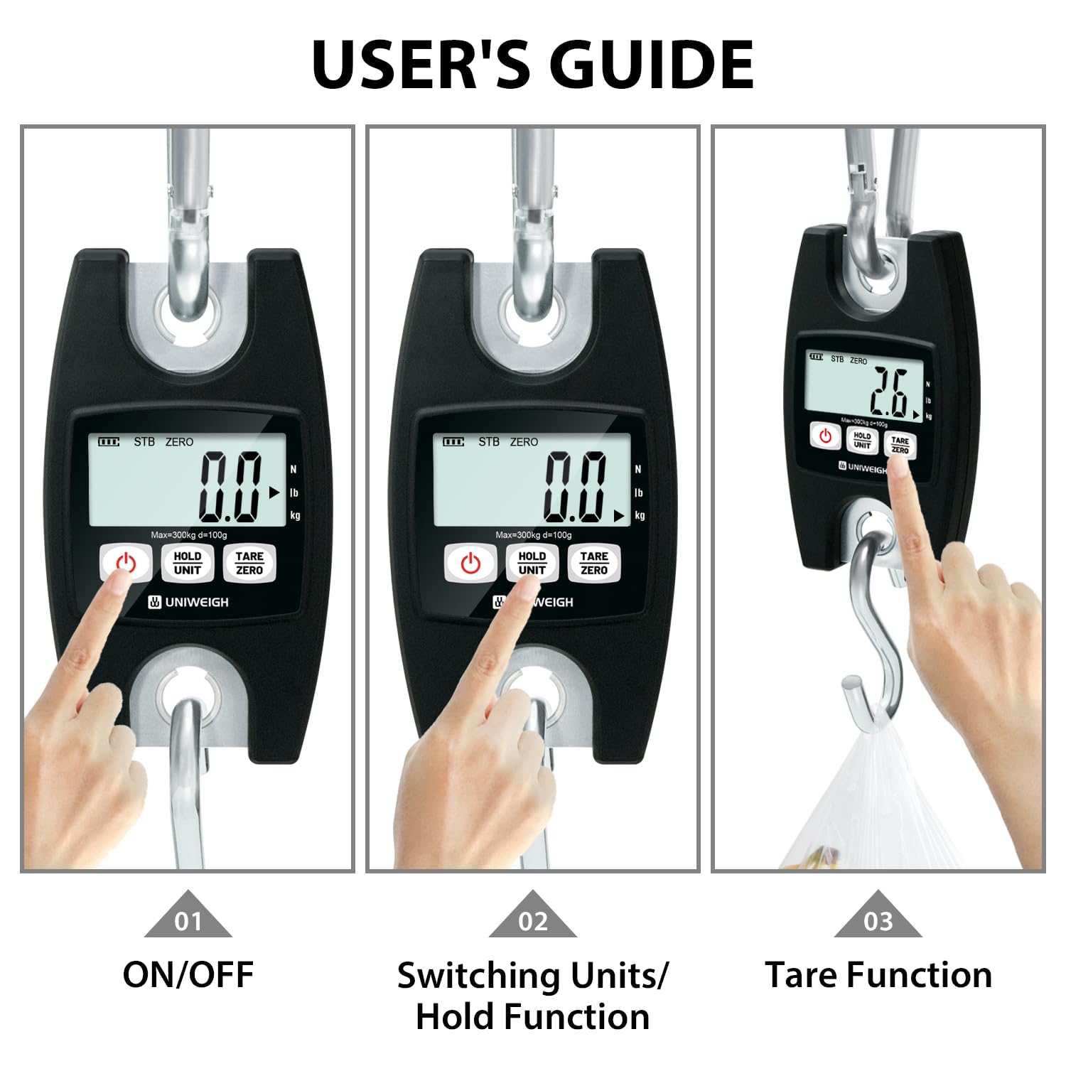 UNIWEIGH Numérique Balance à Bagages,300KG/660LB Mini Balance à