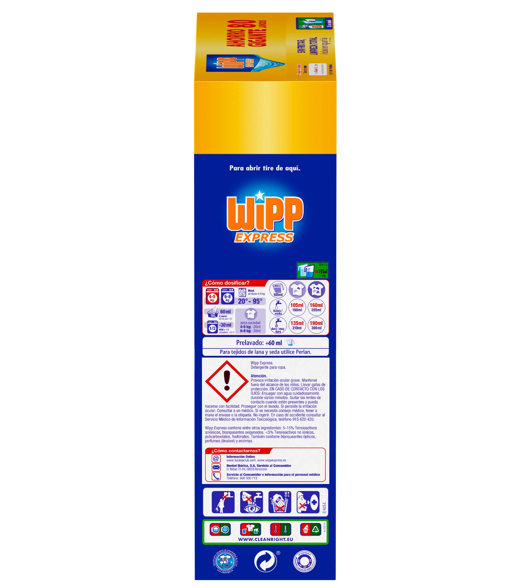 Wipp Express Detergente Polvo Azul para lavadora 80 Lavados