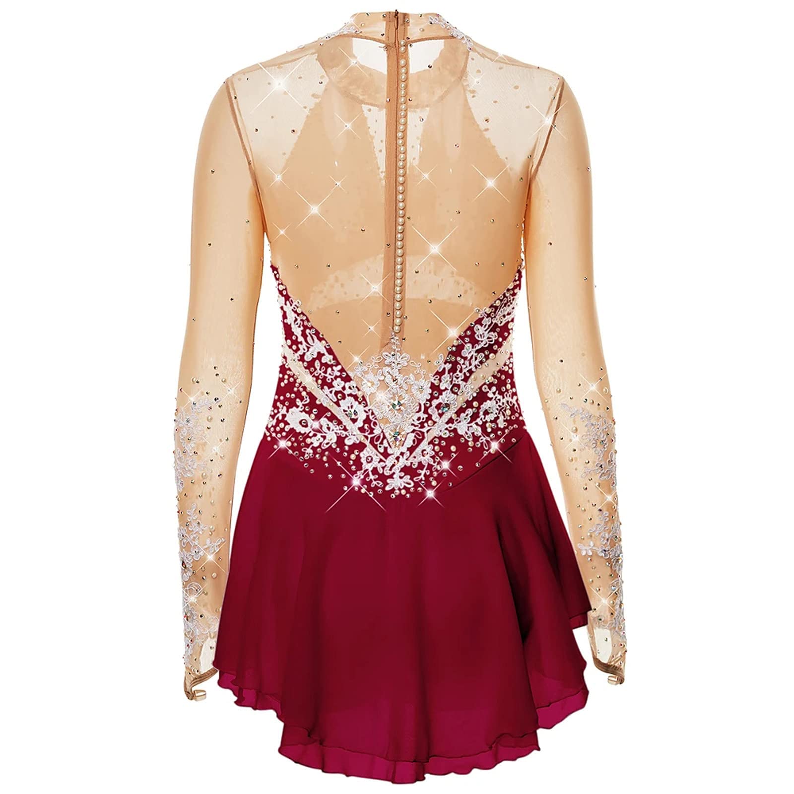 Amazon.com: Figure Skating Dress Women, Girls Dance Performance Competition  Clothing Dresses Long Sleeve Skating Wear,Red,10Years : Clothing, Shoes &  Jewelry