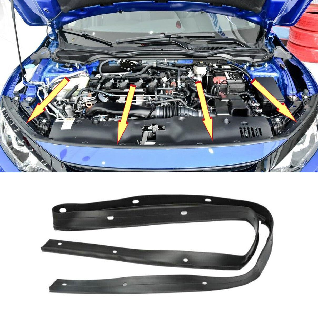 Bayyee Black Rubber Hood Seal Gasket For 2016 2017 2018 2019 Honda Civic Car Accessories 74146-Tba-A01