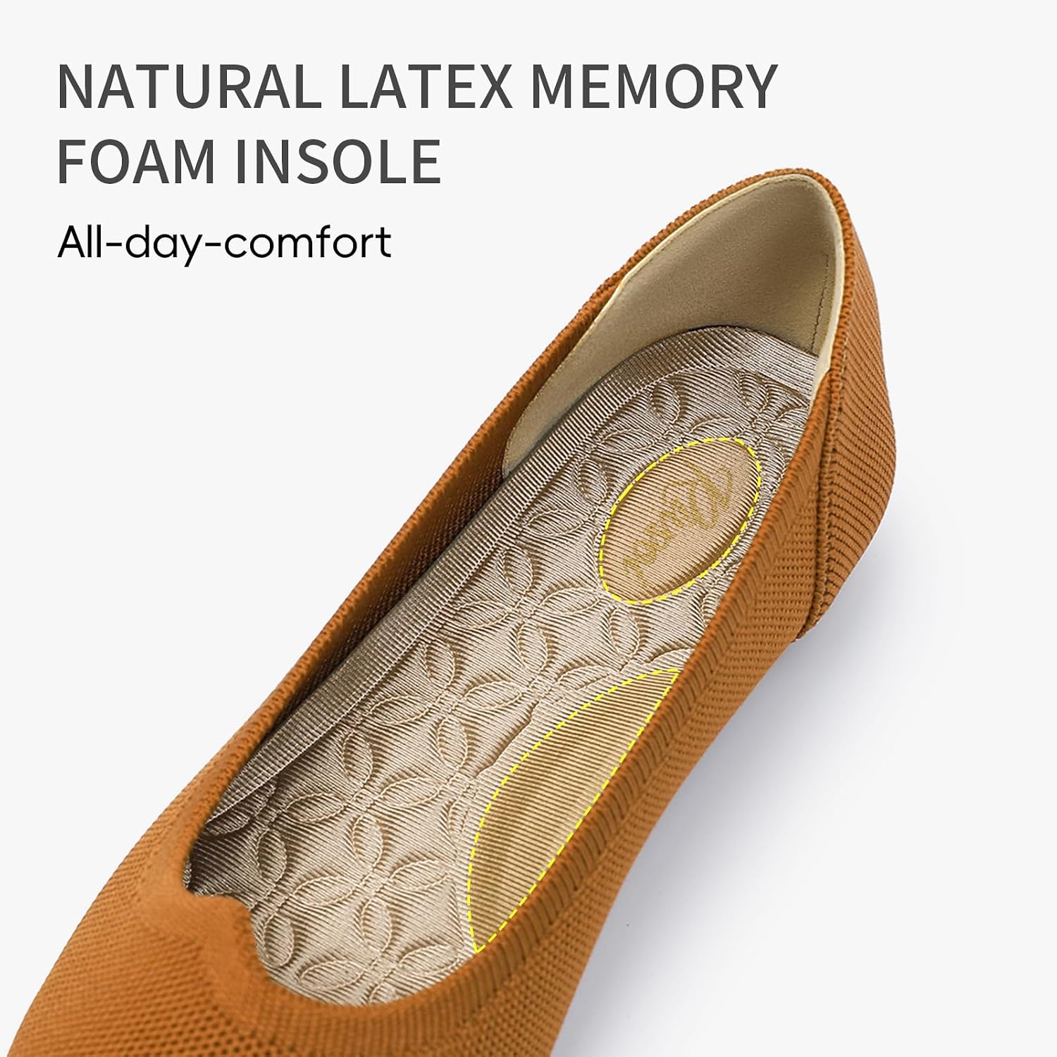 Womens Ballet Flats, Pointed Toe Comfortable Shoes with Arch Support