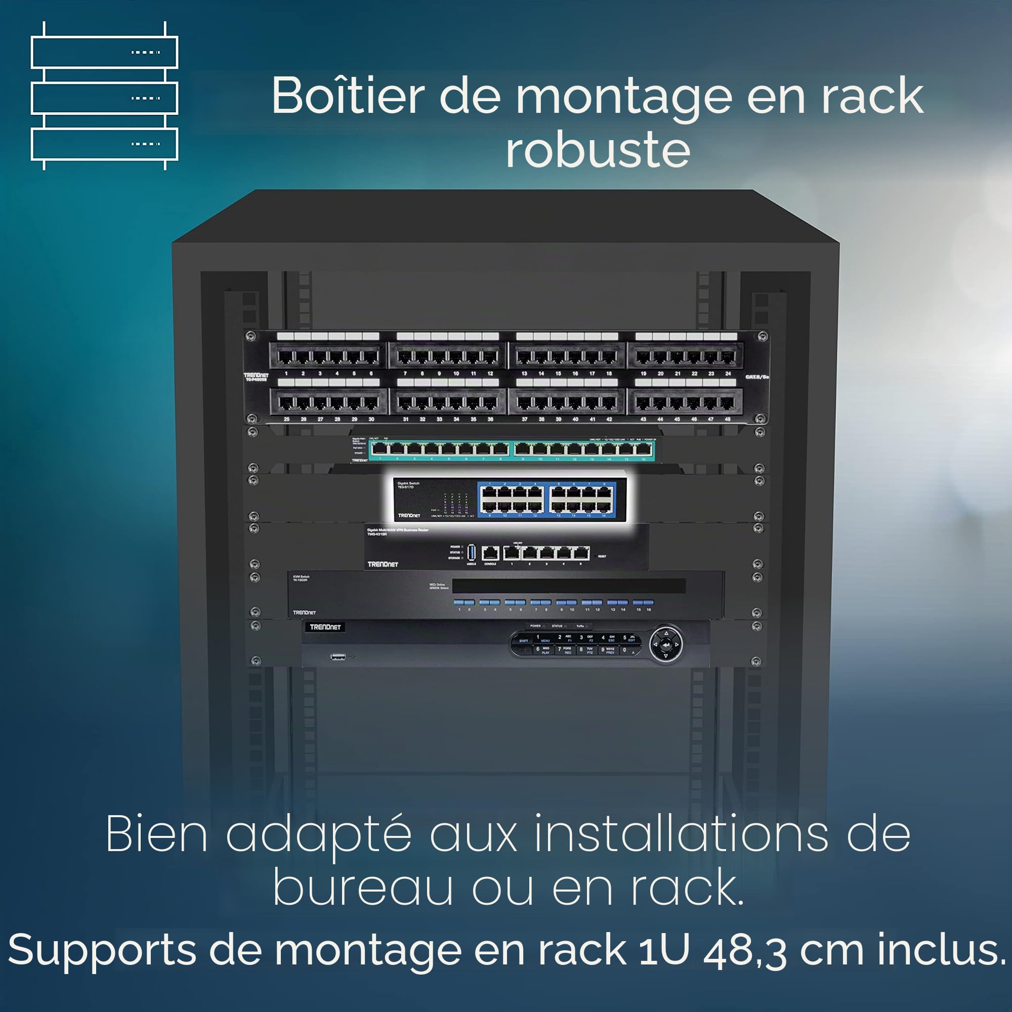 TRENDnet, TEG-S17D, Commutateur de Bureau Gigabit 16 Ports, 16 Ports Gigabit RJ-45, capacité de Commutation 32 Gbit/s, Conception sans Ventilateur, boîtier métallique, Alimentation Interne, Noir