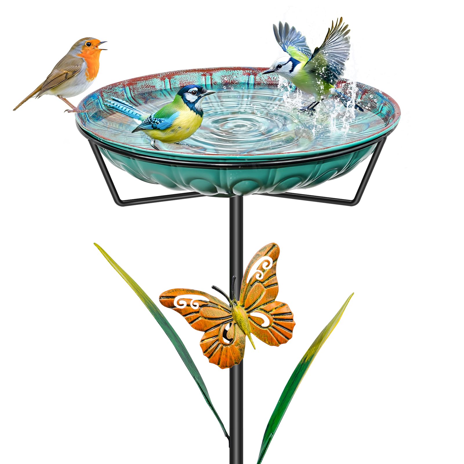 Bain d'oiseaux sur pied stable avec bol amovible pour faciliter le nettoyage extérieur