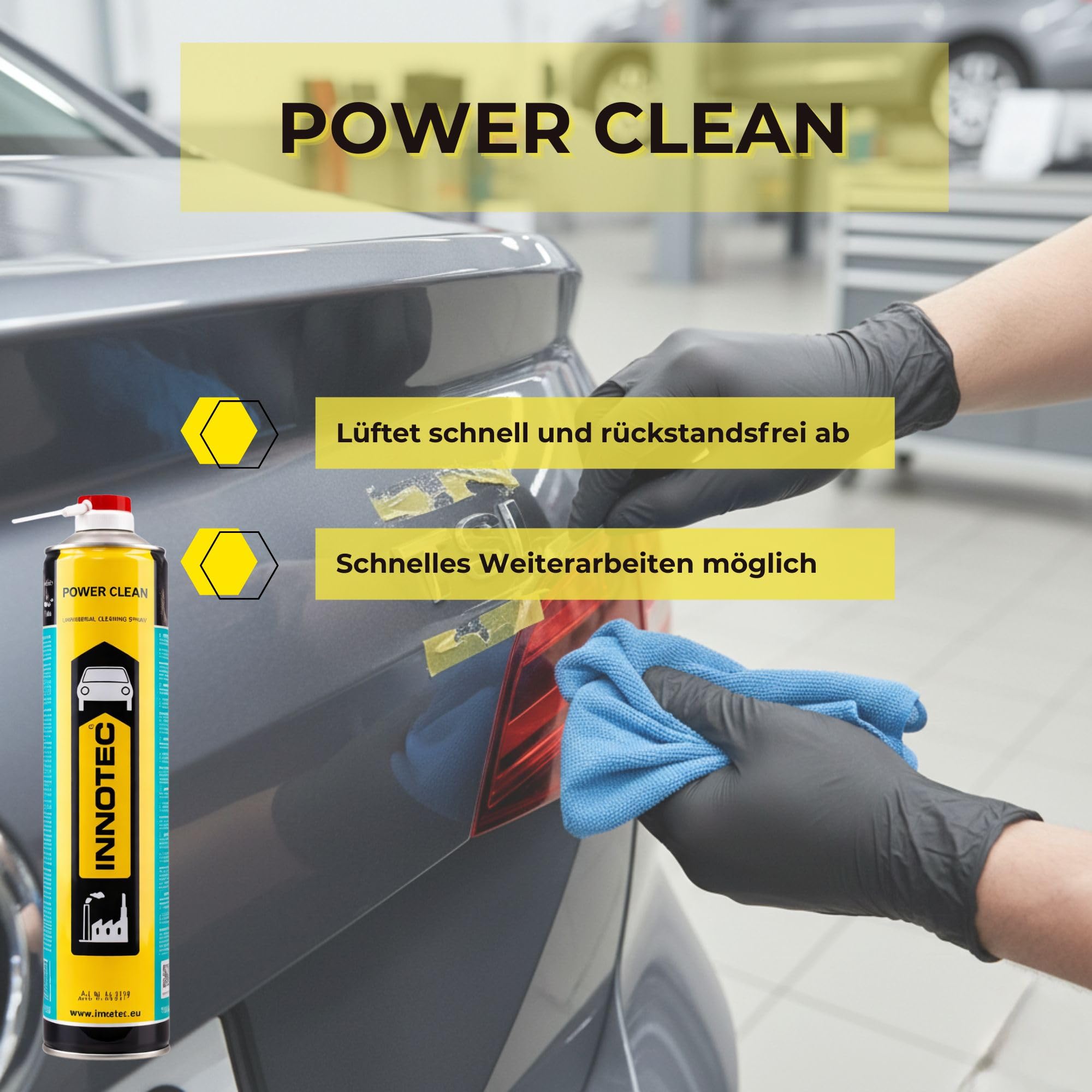 4 Stück INNOTEC Power Clean 750 ml Aerosol – Universalreiniger & Entfetter – entfernt Fett, Öl, Teer, Wachs und Kleberückstände – ideal für KFZ, Werkstatt, Maschinenbau & Industrieanwendungen