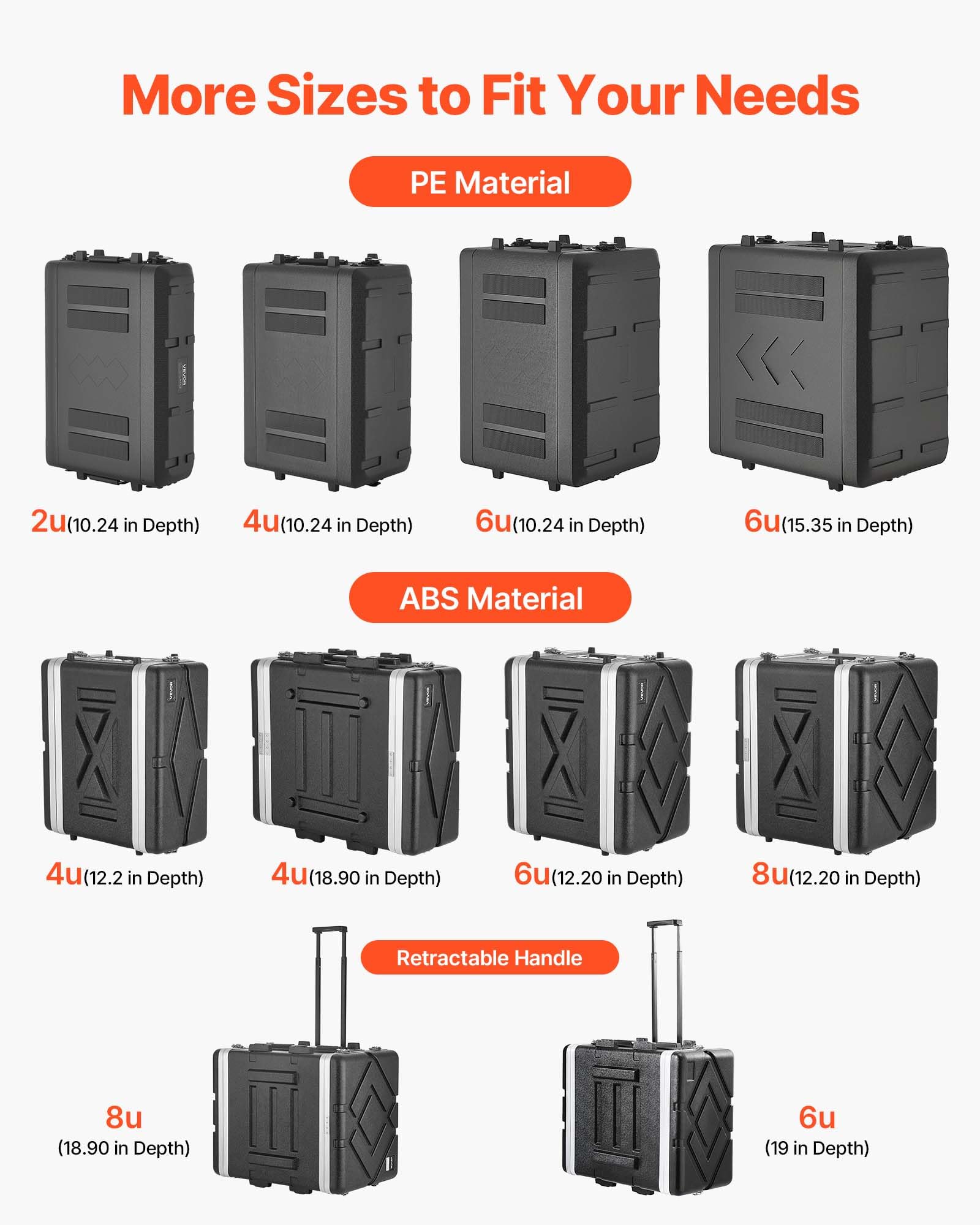 VEVOR Case Rack per Amplificatori, Rack di Rete per Apparecchiature Audio Mixer per DJ 6U Profondità 390 mm PE con Vano per Microfono, Maniglia per Trasporto, Valigia Rigida con Rack per Server