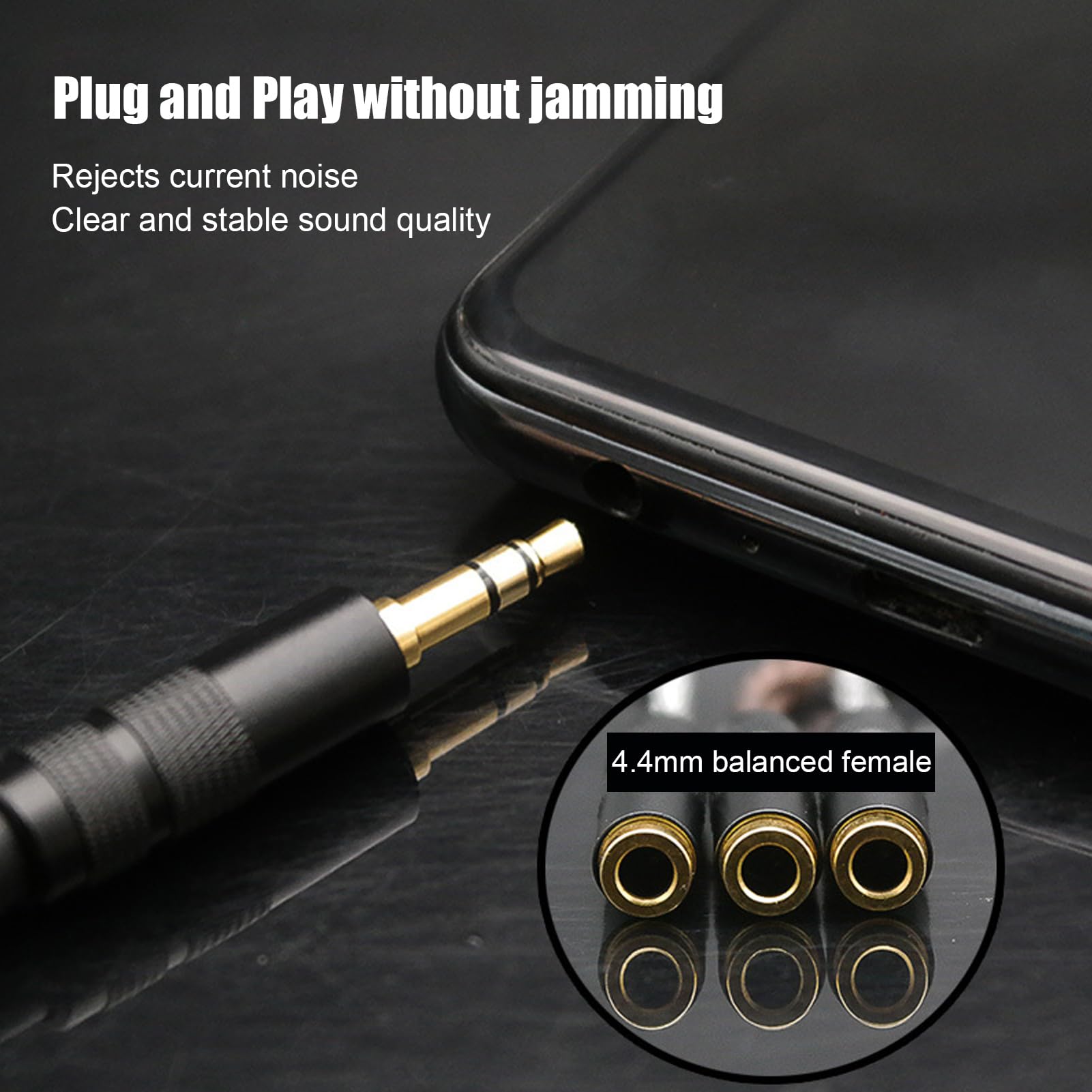Cavo Adattatore Maschio Bilanciato da 4,4 Mm Femmina a 3,5 Mm Stereo, Connettori Placcati in Oro Filo di Rame a Cristallo Singolo, Cavo Adattatore per Cuffie (Grigio freddo)
